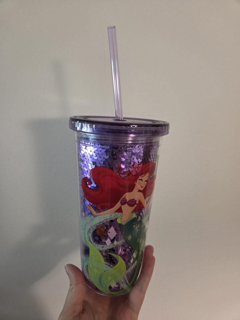 Disney Store Ariel Sequin Tumbler with Straw - Purple